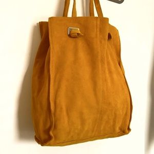 Oversized boho sunshine yellow suede bag